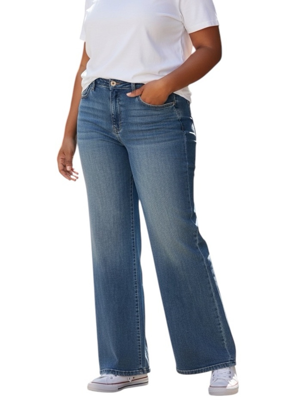 JUDY BLUE WIDE LEG HIGH RISE WILSON MEDIUM WASH Blue Denim Jeans 31